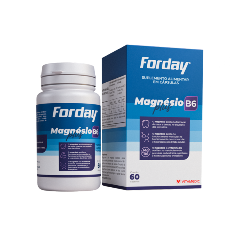 Suplemento de magnésio Forday Magnésio Plus para energia e função muscular