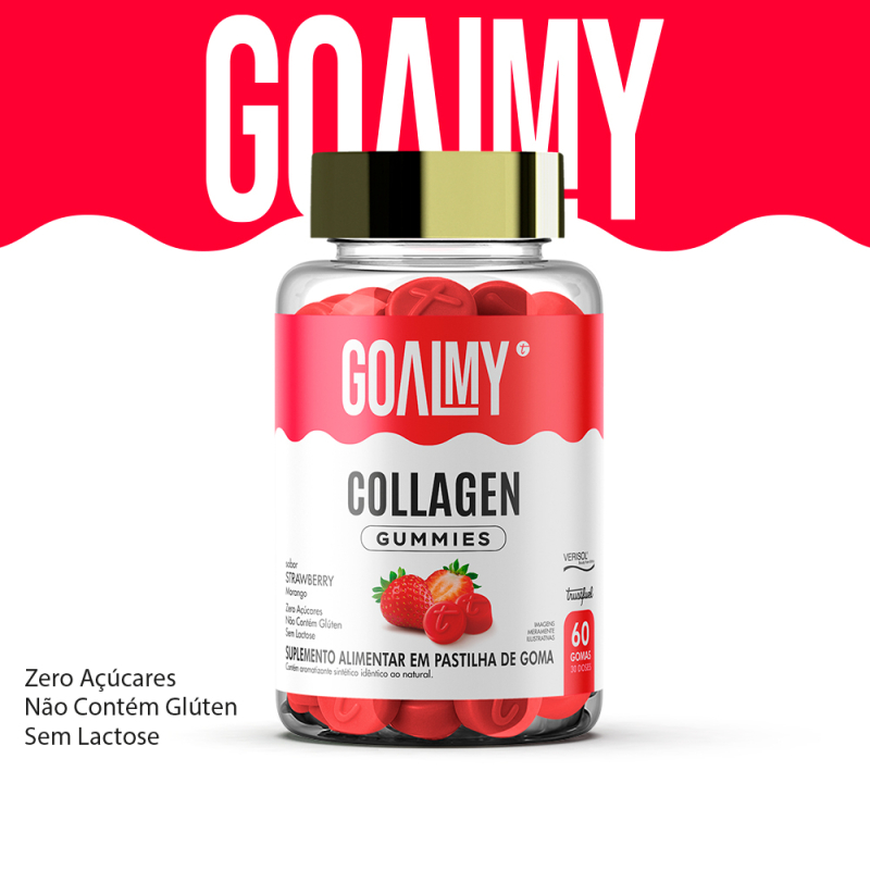 GOALMY GUMMIES COLLAGEN - STRAWBERRY - COLÁGENO VERISOL + VIT. C e E - 60 gomas